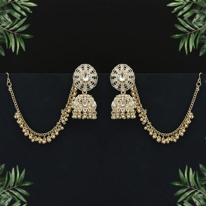 White Color Kundan Earrings Elegant Traditional Bridal Style Jewelry Design