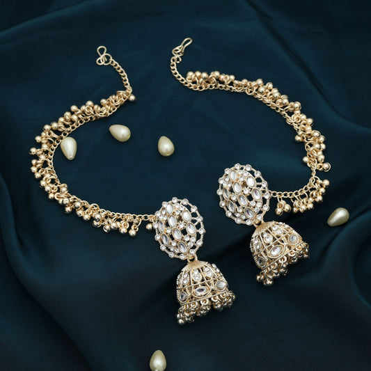 White Color Kundan Earrings Classic Ethnic Festive Jewelry Style