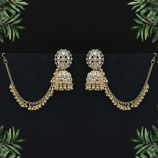 White Color Kundan Earrings Classic Ethnic Festive Jewelry Style