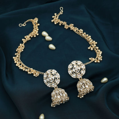 Weiße Kundan-Ohrringe, stilvoller traditioneller Party-Schmuck