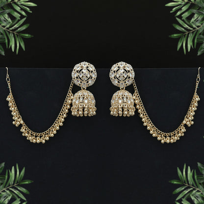 Weiße Kundan-Ohrringe, stilvoller traditioneller Party-Schmuck