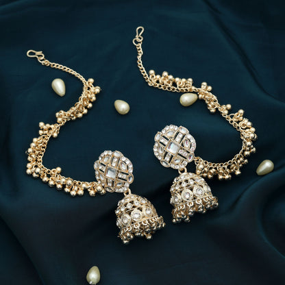 Weiße Kundan-Ohrringe Elegantes Zeitloses Ethnisch Inspiriertes Schmuckdesign