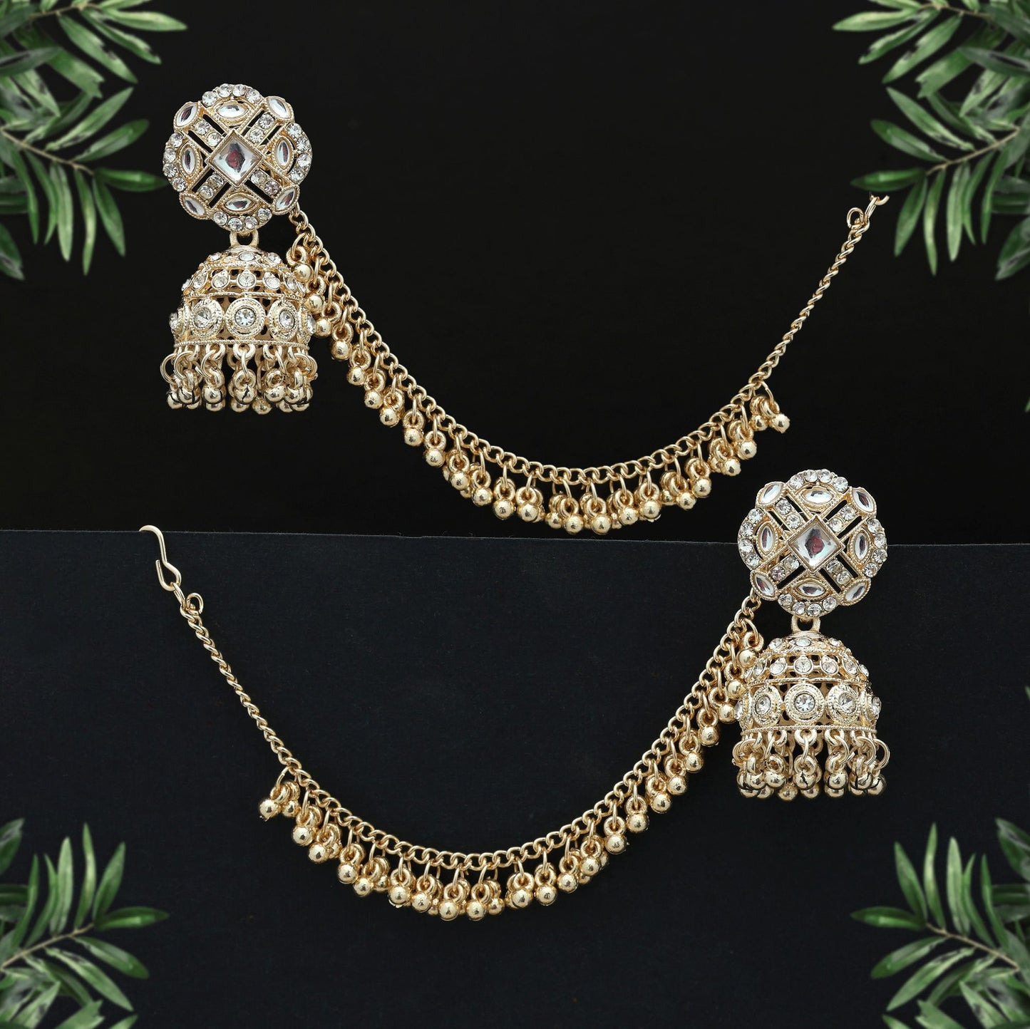 Weiße Kundan-Ohrringe Elegantes Zeitloses Ethnisch Inspiriertes Schmuckdesign