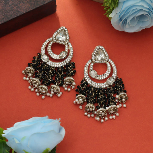 Schwarze Kundan-Ohrringe Modern Stilvolle Traditionelle Schmuckkollektion