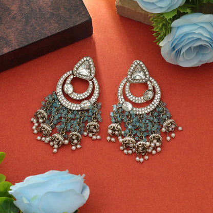 Firozi Farbe Kundan Ohrringe Einzigartiger Ethno-Partyschmuck Design