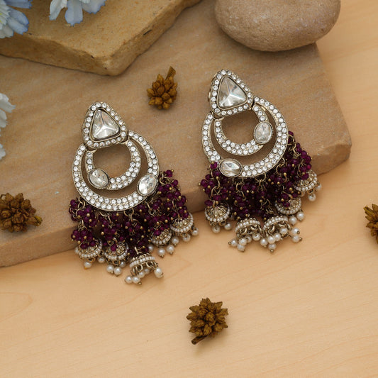 Lila Kundan Ohrringe Elegante Festliche Designer-Schmuckkollektion
