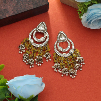 Gelbe Kundan-Ohrringe, leuchtender festlicher ethnischer Schmuck