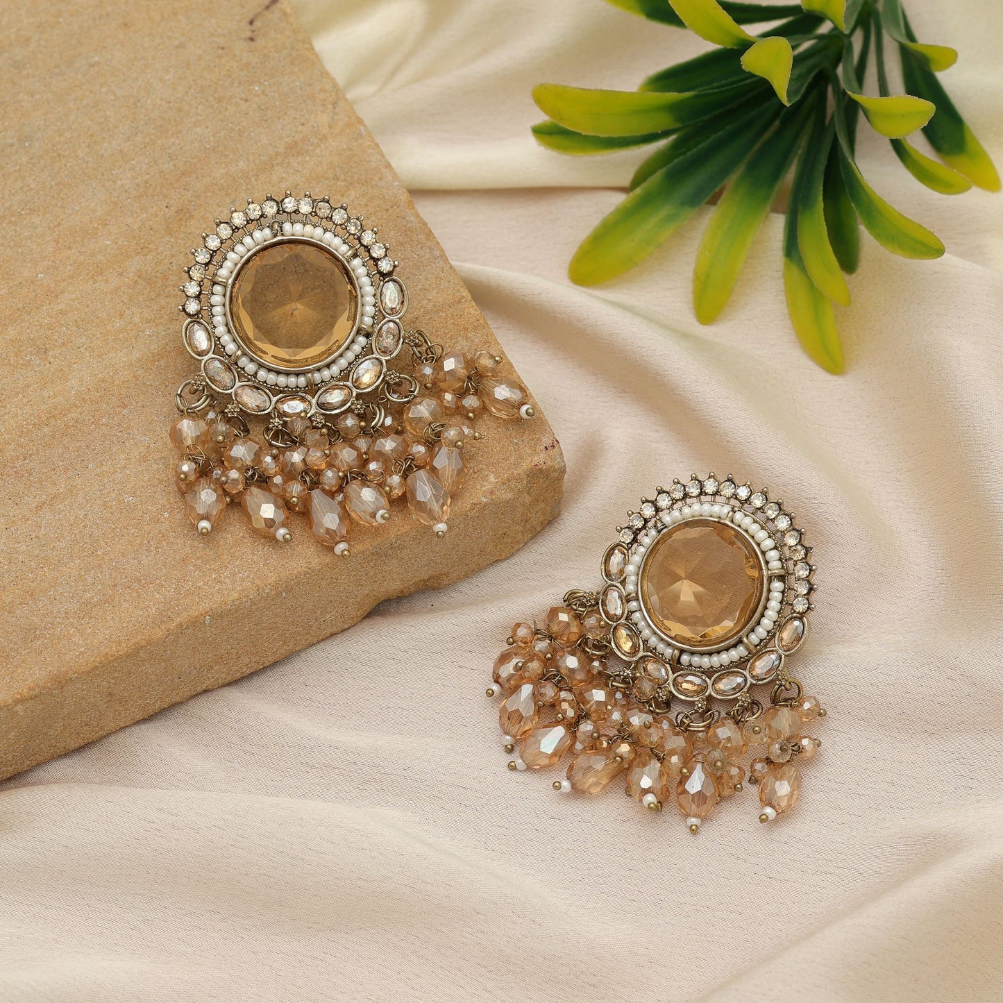 Luxurious Gold Color Kundan Earrings For Wedding Bridal Looks
