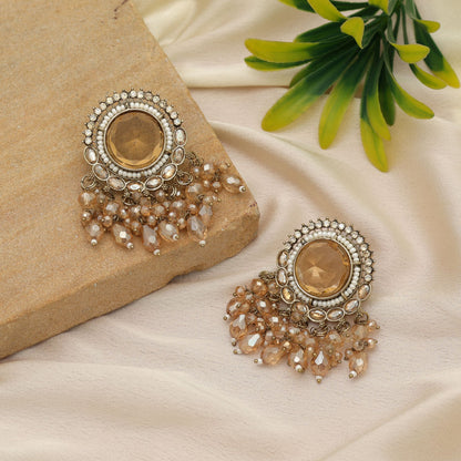 Luxurious Gold Color Kundan Earrings For Wedding Bridal Looks