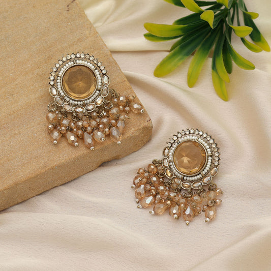 Luxuriöse goldfarbene Kundan-Ohrringe für Hochzeits-Braut-Looks