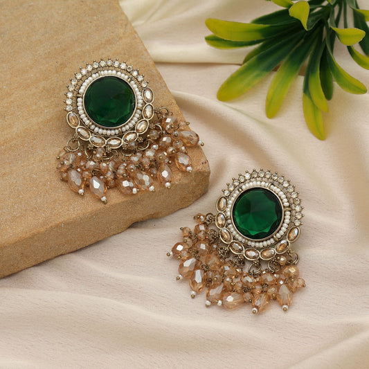 Premium Grüne Kundan Ohrringe für festliche Looks