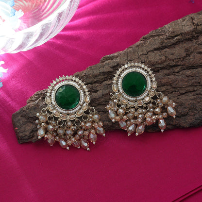 Premium Grüne Kundan Ohrringe für festliche Looks