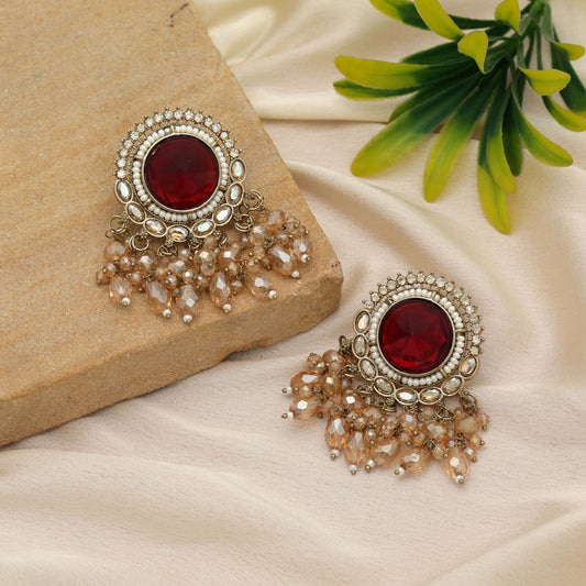 Bezaubernde burgunderrote Kundan-Ohrringe für Designer-Mode