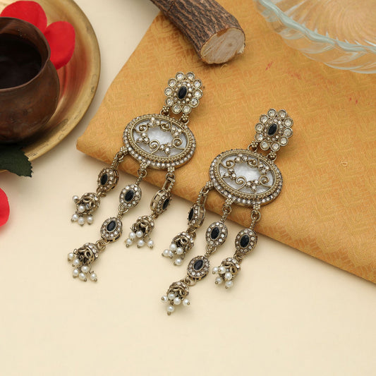 Bold Black Color Kundan Earrings Premium Modern Collection