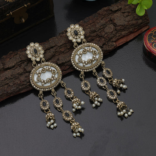 Bold Black Color Kundan Earrings Premium Modern Collection