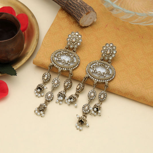 Classic Gold Color Kundan Earrings Elegant Wedding Collection