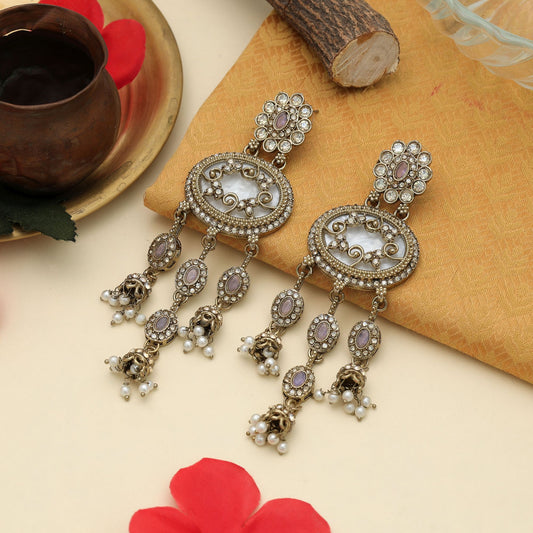 Lovely Light Purple Color Kundan Earrings Premium Fashion Collection