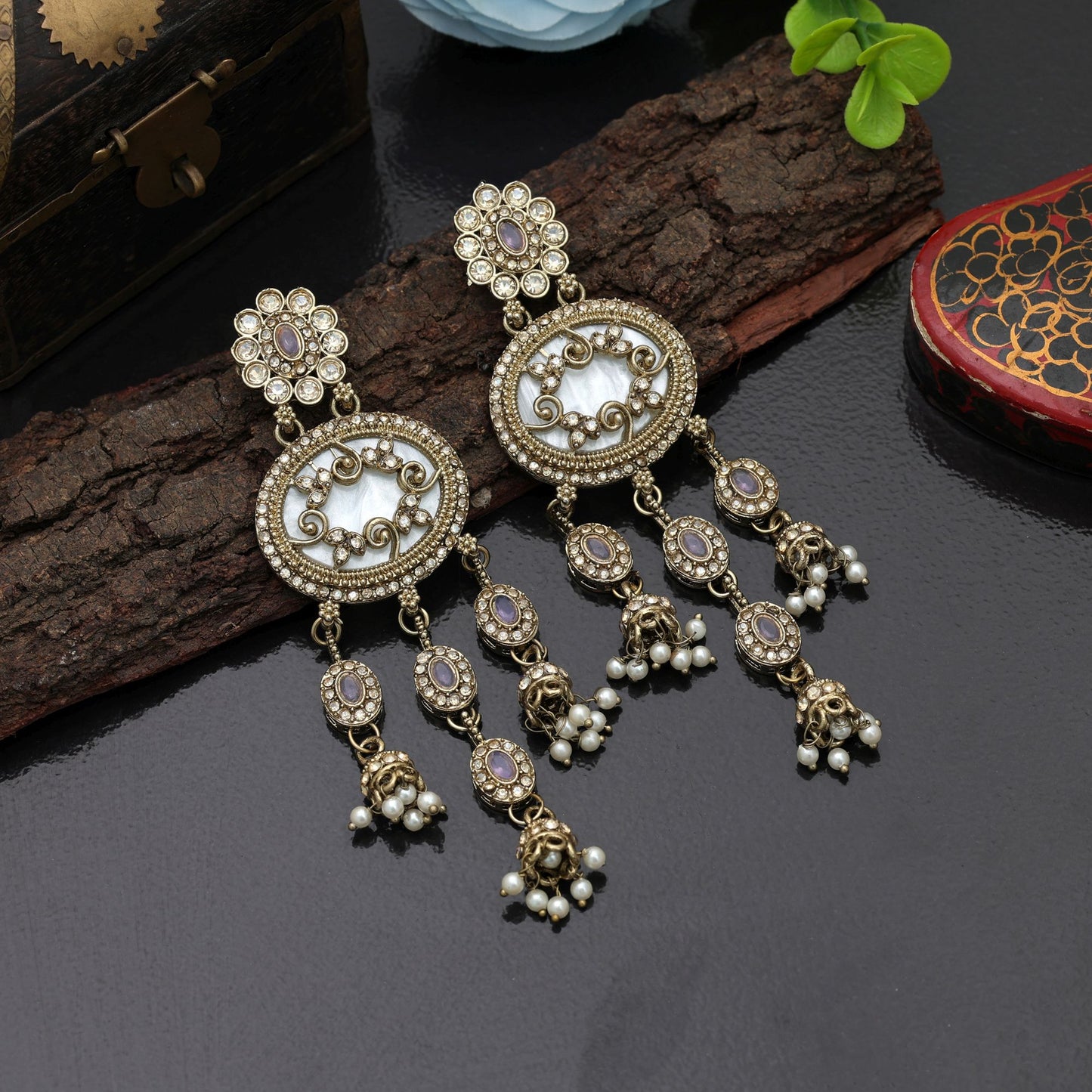 Lovely Light Purple Color Kundan Earrings Premium Fashion Collection