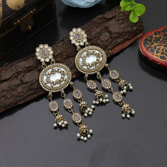 Lovely Light Purple Color Kundan Earrings Premium Fashion Collection