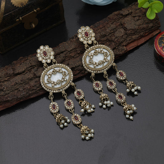 Rich Maroon Color Kundan Earrings Traditional Glam Collection