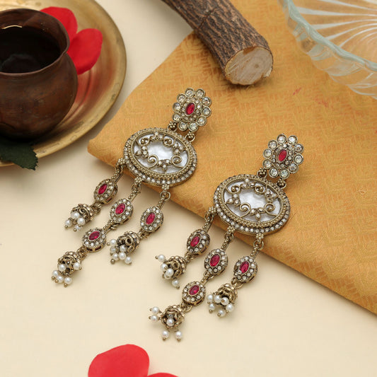 Stunning Rani Color Kundan Earrings Royal Heritage Collection