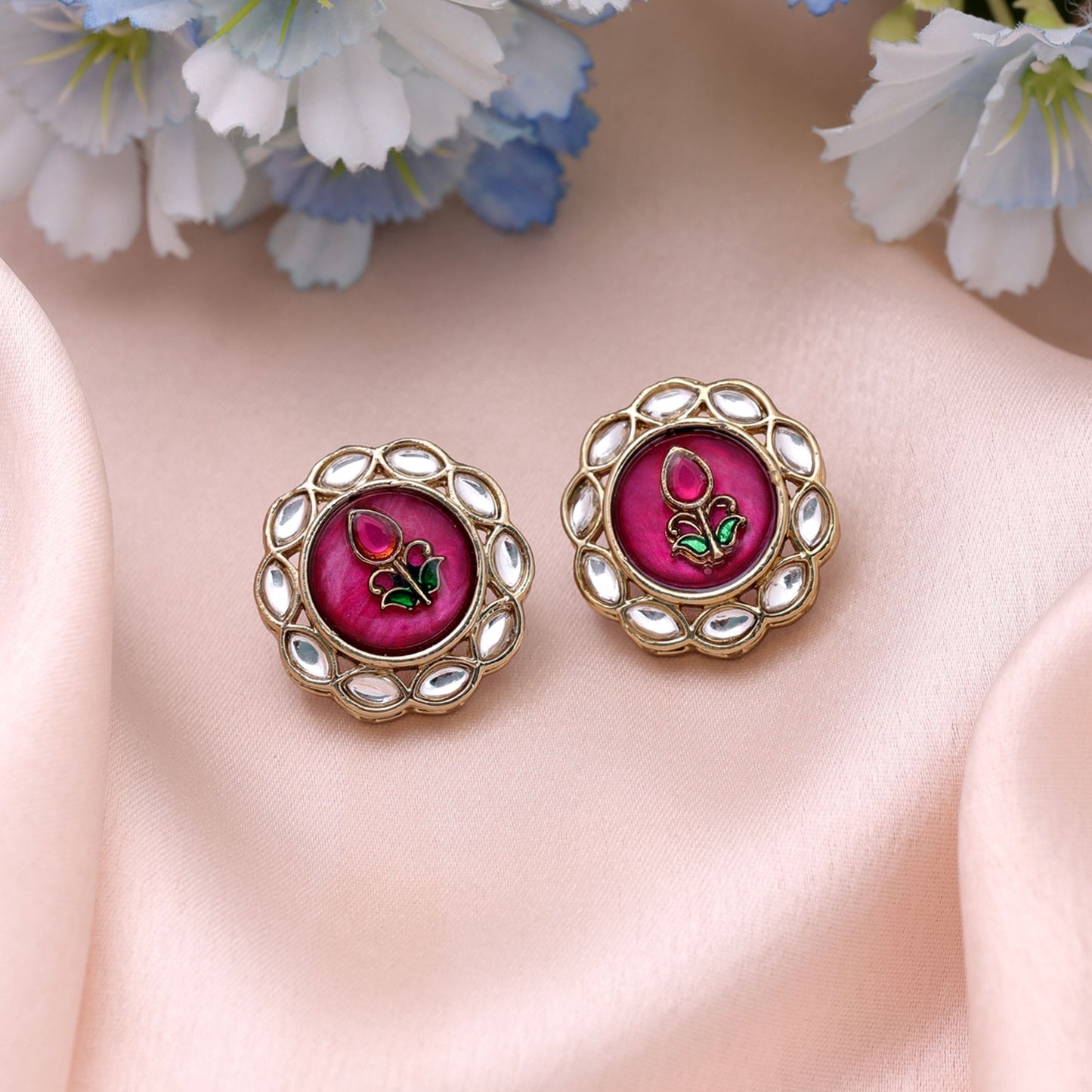 Purple Color Kundan Earrings with Stylish Handmade Ethnic Fashion Finish