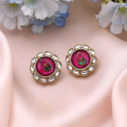 Purple Color Kundan Earrings with Stylish Handmade Ethnic Fashion Finish
