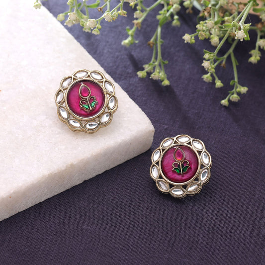 Purple Color Kundan Earrings with Stylish Handmade Ethnic Fashion Finish