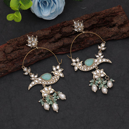 Aqua Blue Color Kashmiri Earrings with Beautiful Handmade Traditional Fashion Look