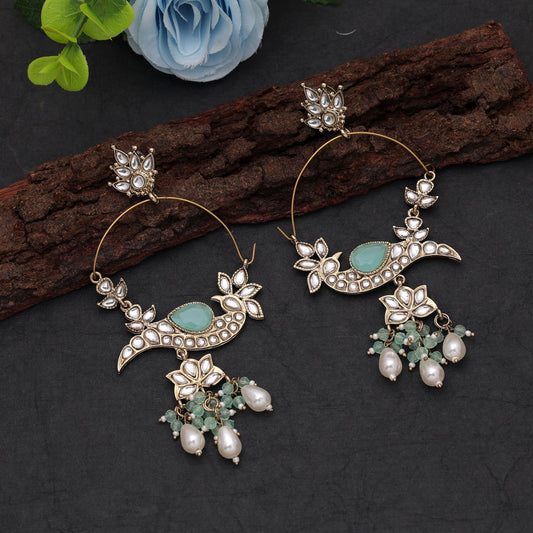 Traditional Aqua Blue Color Drop Earrings with Beautiful Handmade Traditional Fashion Look