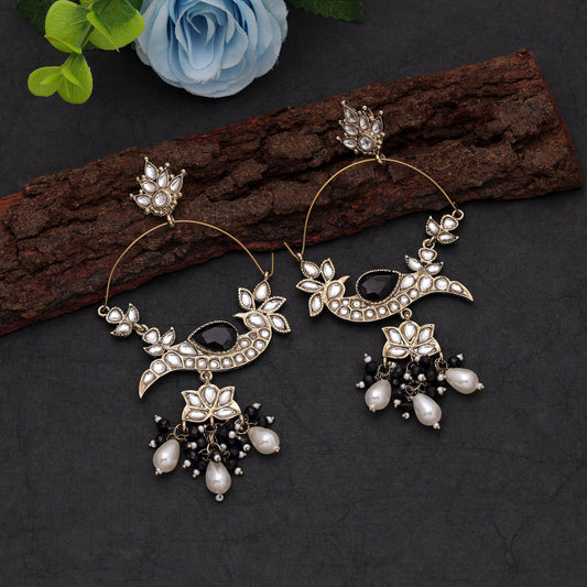 Traditional Black Color Drop Earrings Featuring Stylish Designer Ethnic Jewelry Appeal