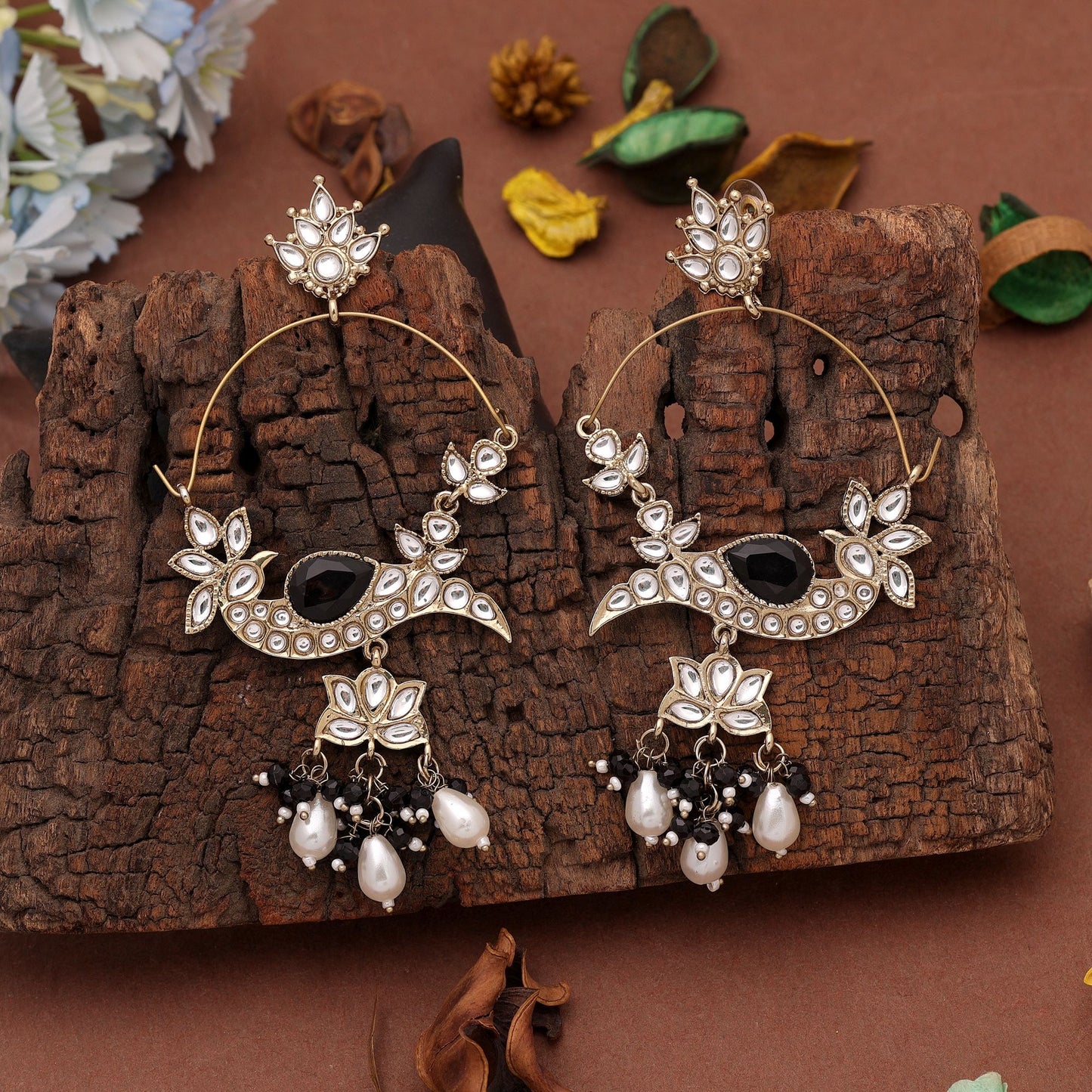 Black Color Kashmiri Earrings Featuring Stylish Designer Ethnic Jewelry Appeal