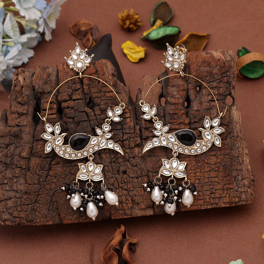 Traditional Black Color Drop Earrings Featuring Stylish Designer Ethnic Jewelry Appeal