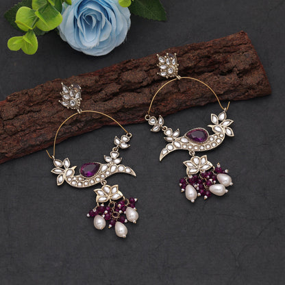 Purple Color Kashmiri Earrings Featuring Stylish Ethnic Designer Jewelry Collection