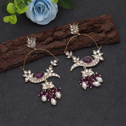 Traditional Purple Color Drop Earrings Featuring Stylish Ethnic Designer Jewelry Collection