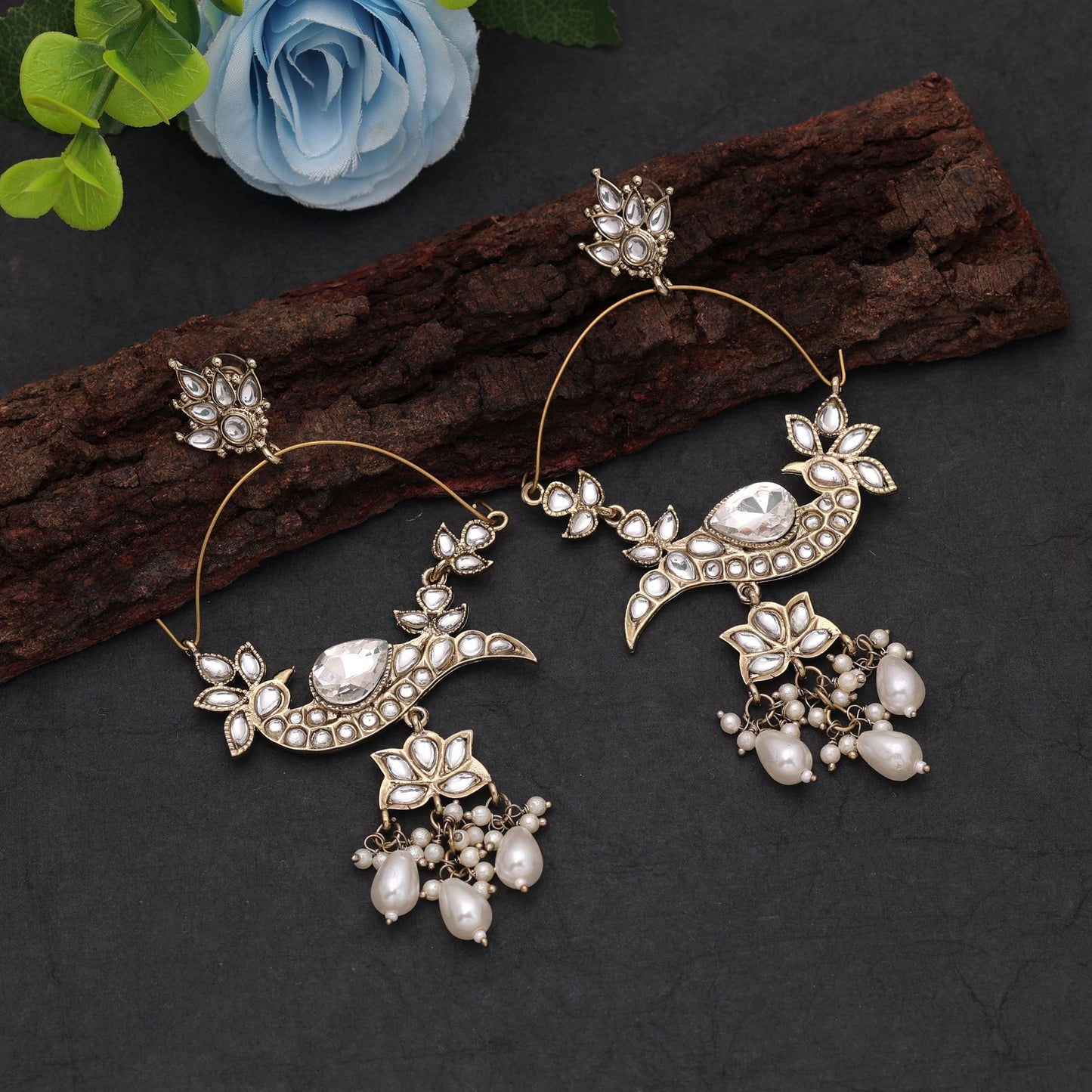 White Color Kashmiri Earrings with Premium Handmade Traditional Fashion Design