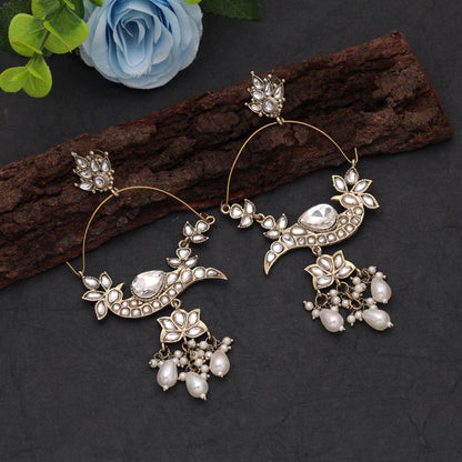 White Color Kashmiri Earrings with Premium Handmade Traditional Fashion Design