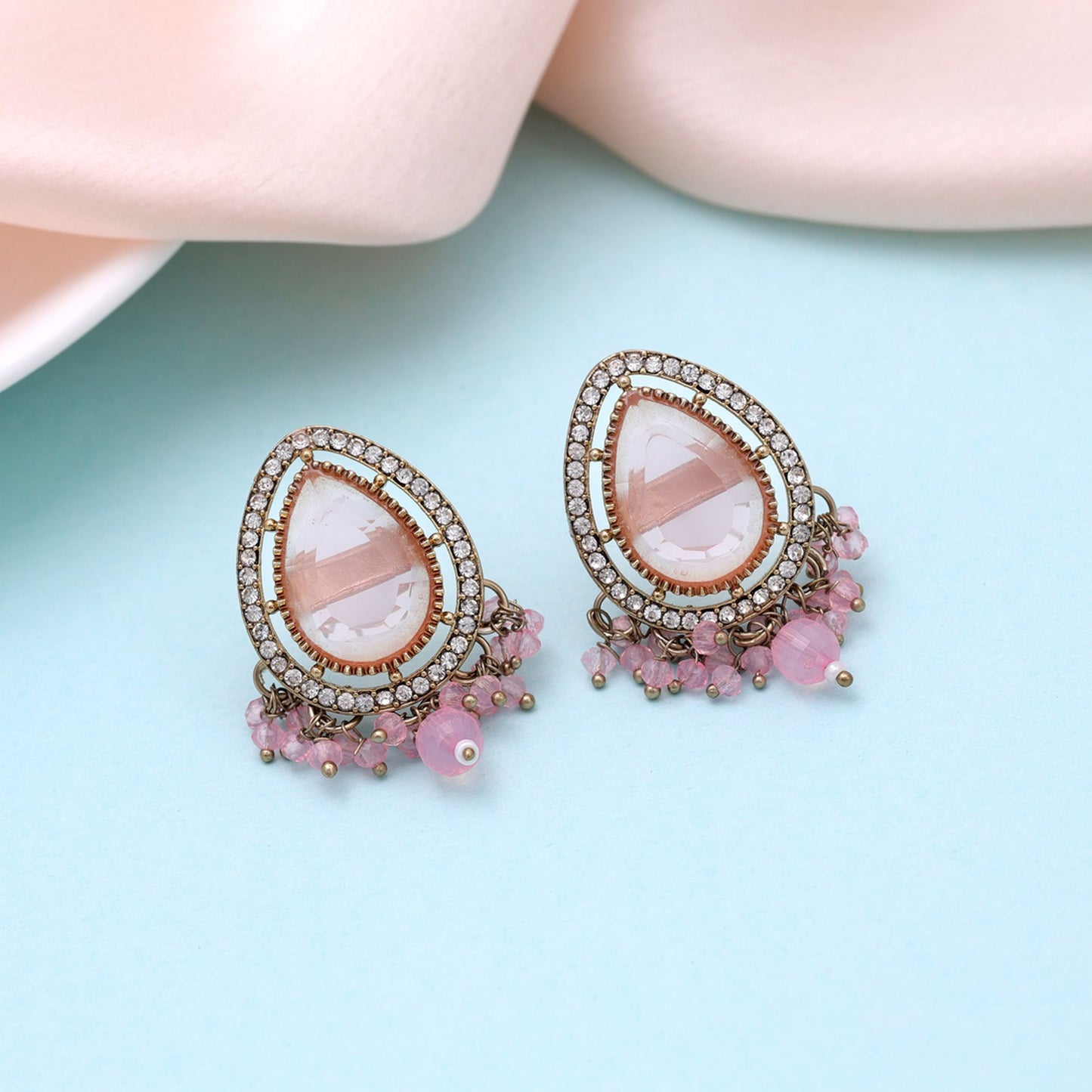 Light Pink Color Kundan Earrings Crafted for Elegant Traditional Party Wear