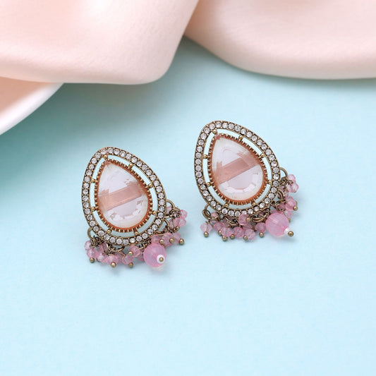 Light Pink Color Kundan Earrings Crafted for Elegant Traditional Party Wear