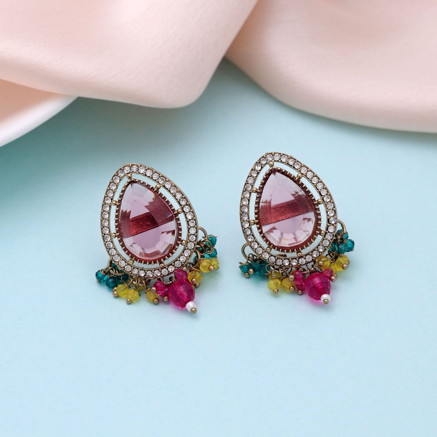Multi Color Kundan Earrings with Beautiful Traditional Designer Fashion Style