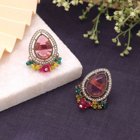 Multi Color Kundan Earrings with Beautiful Traditional Designer Fashion Style