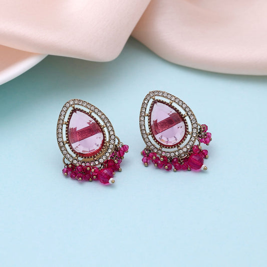 Pink Color Kundan Earrings with Beautiful Festive Jewelry Fashion Appeal