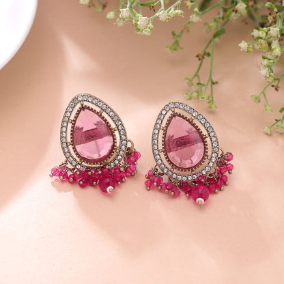 Pink Color Kundan Earrings with Beautiful Festive Jewelry Fashion Appeal