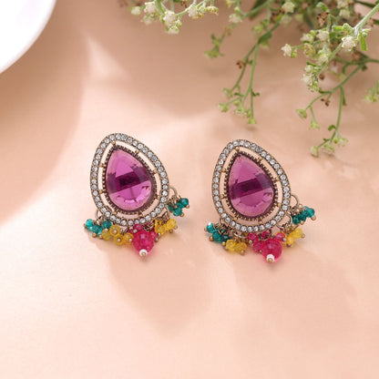Purple Color Kundan Earrings Featuring Elegant Handmade Jewelry Collection Appeal