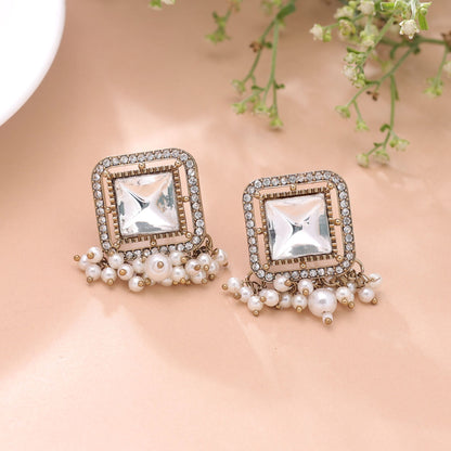 White Color Kundan Earrings Crafted with Royal Festive Jewelry Appeal