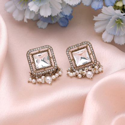 White Color Kundan Earrings Crafted with Royal Festive Jewelry Appeal