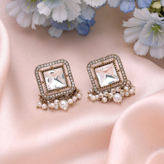 White Color Kundan Earrings Crafted with Royal Festive Jewelry Appeal
