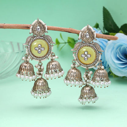 Yellow Color Kundan Earrings Featuring Premium Traditional Jewelry Appeal