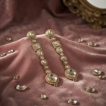 White Color Kundan Earrings with Elegant Traditional Designer Jewelry Style