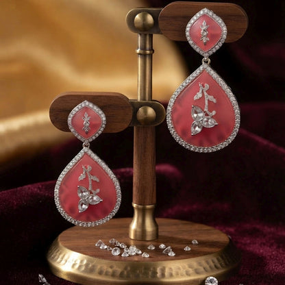 Pink Color Kundan Earrings With Beautiful Traditional Stone Embellished Jewellery Design